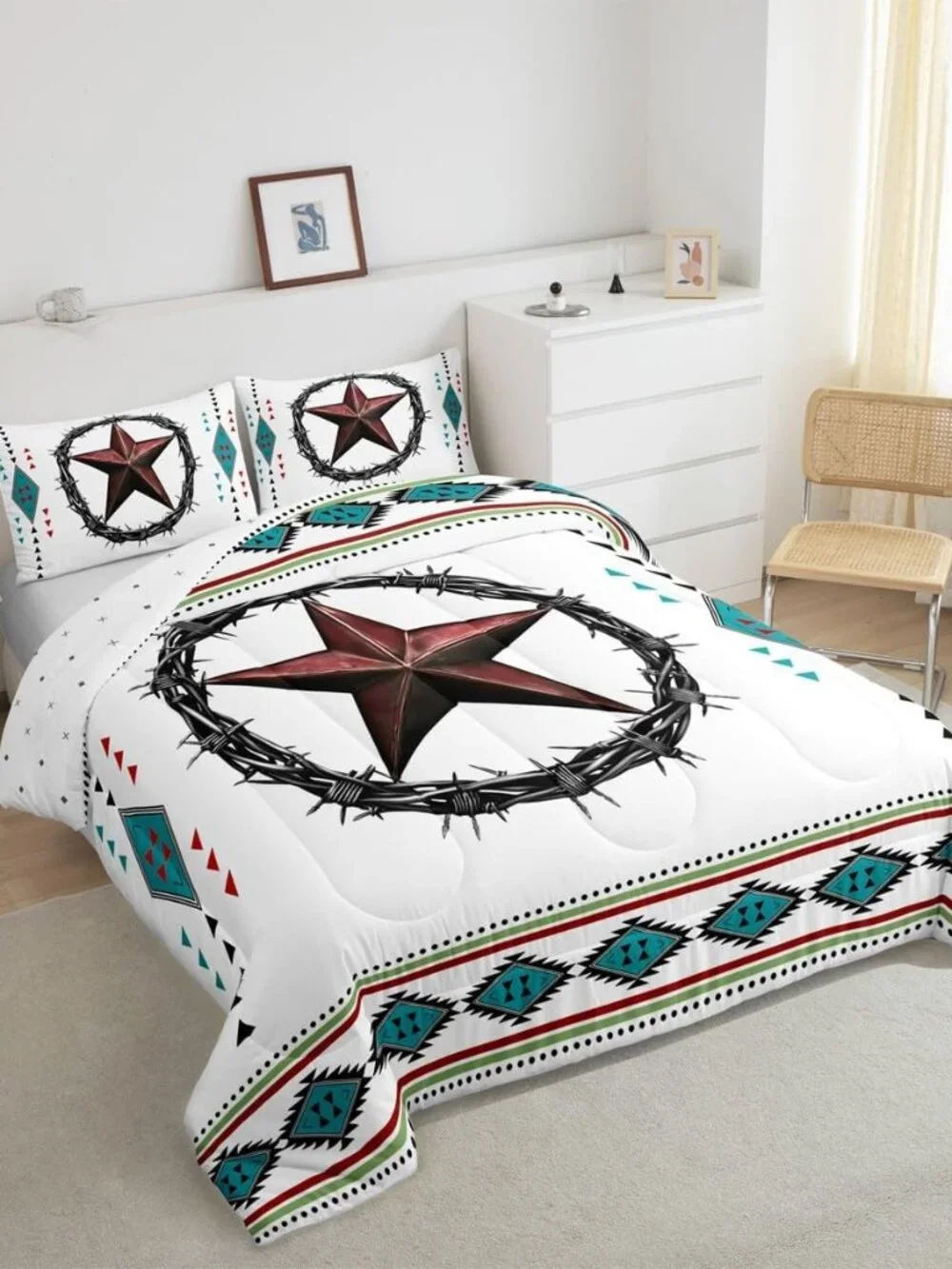 Western Decor King Comforter Set Boho Aztec Bedding Set for Kids Teens Adult Bed